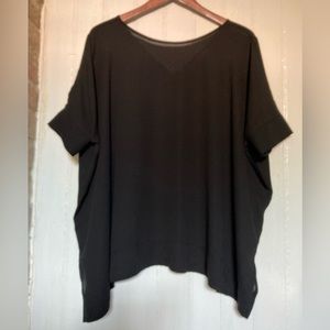 ASOS Oversized Black Tunic Blouse, High-Low Hem, Dolman-Sleeve, size 2.